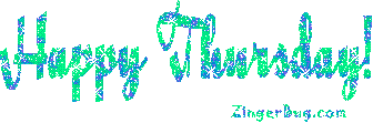 Click to get the codes for this image. Happy Thursday Blue Green Script, Happy Thursday Free Image, Glitter Graphic, Greeting or Meme for Facebook, Twitter or any forum or blog.