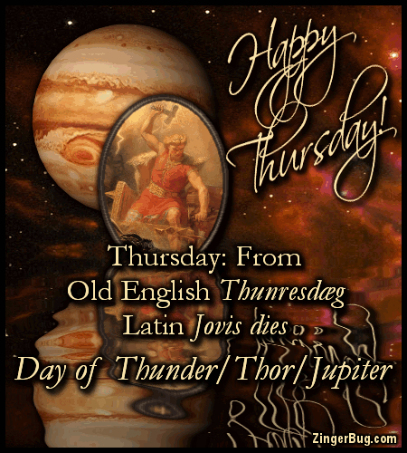 Click to get the codes for this image. Happy Thursday Jupiter Day Of Thor, Happy Thursday, Popular Favorites Glitter Graphic, Comment, Meme, GIF or Greeting