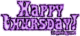 Click to get the codes for this image. Happy Thursday Purple Glitter, Happy Thursday Free Image, Glitter Graphic, Greeting or Meme for Facebook, Twitter or any forum or blog.