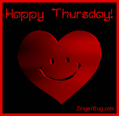 Click to get the codes for this image. This cute comment shows a red 3D rotating smiley face heart. The comment reads: Happy Thursday!