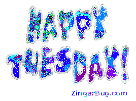 Click to get the codes for this image. Happy Tuesday Blue Silver Glitter, Happy Tuesday Free Image, Glitter Graphic, Greeting or Meme for Facebook, Twitter or any forum or blog.
