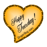 Click to get the codes for this image. Happy Tuesday Gold Heart Glitter Graphic, Happy Tuesday, Hearts Free Image, Glitter Graphic, Greeting or Meme for Facebook, Twitter or any forum or blog.