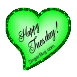 Click to get the codes for this image. Happy Tuesday Green Heart Glitter Graphic, Happy Tuesday, Hearts Free Image, Glitter Graphic, Greeting or Meme for Facebook, Twitter or any forum or blog.