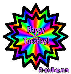 Click to get the codes for this image. Happy Tuesday Rainbow Starburst, Happy Tuesday Free Image, Glitter Graphic, Greeting or Meme for Facebook, Twitter or any forum or blog.