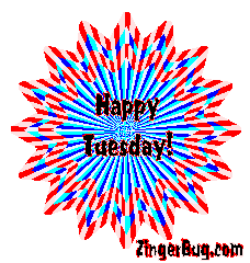 Click to get the codes for this image. Happy Tuesday Red Blue Starburst, Happy Tuesday Free Image, Glitter Graphic, Greeting or Meme for Facebook, Twitter or any forum or blog.