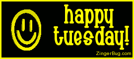 Click to get the codes for this image. Happy Tuesday Waving Smiley Face, Happy Tuesday, Smiley Faces Free Image, Glitter Graphic, Greeting or Meme for Facebook, Twitter or any forum or blog.