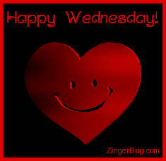 Click to get the codes for this image. This cute comment shows a red 3D rotating smiley face heart. The comment reads: Happy Wednesday!
