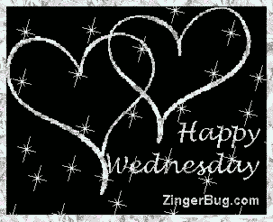 Click to get the codes for this image. Happy Wednesday Silver Stars Hearts Glitter Graphic, Happy Wednesday, Hearts Free Image, Glitter Graphic, Greeting or Meme for Facebook, Twitter or any forum or blog.