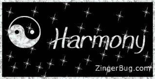 Click to get the codes for this image. Harmony Yin Yang Silver Stars Glitter Text, Faith and Spirituality Free Image, Glitter Graphic, Greeting or Meme for any forum, website or blog.