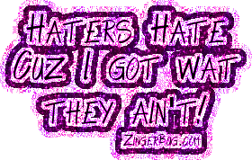 Click to get the codes for this image. Haters Hate Pink Glitter Text, Girly Stuff, Dont Hate Free Image, Glitter Graphic, Greeting or Meme for Facebook, Twitter or any forum or blog.