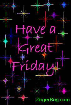 Click to get the codes for this image. Have A Great Friday Stars On Black, Happy Friday Free Image, Glitter Graphic, Greeting or Meme for Facebook, Twitter or any forum or blog.