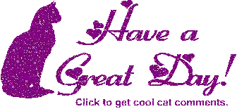 Click to get the codes for this image. Have A Great Day Purple Glitter Cat, Have a Great Day, Animals  Cats Free Image, Glitter Graphic, Greeting or Meme for Facebook, Twitter or any forum or blog.