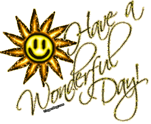Click to get the codes for this image. Have A Wonderful Day Glitter Sun, Have a Great Day, Smiley Faces, Popular Favorites Glitter Graphic, Comment, Meme, GIF or Greeting