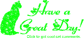 Click to get the codes for this image. Have Great Day Neon Green Glitter Cat, Have a Great Day, Animals  Cats Free Image, Glitter Graphic, Greeting or Meme for Facebook, Twitter or any forum or blog.