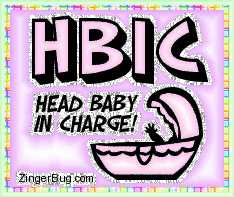 Click to get the codes for this image. HBIC Head Baby In Charge Glitter Graphic Joke, Baby Comments  Birth Announcements, Funny Stuff  Jokes Free Image, Glitter Graphic, Greeting or Meme for any Facebook, Twitter or any blog.