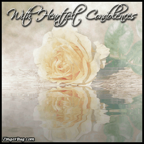 Click to get the codes for this image. Heartfelt Condolences Reflecting Rose, Sympathy  Memorial Glitter Graphic, Comment, Meme, GIF or Greeting