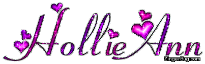Click to get the codes for this image. Hollie Ann Pink Purple Glitter Name With Hearts, Girl Names Free Image Glitter Graphic for Facebook, Twitter or any blog.