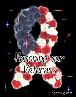 Click to get the codes for this image. Honoring Veterans Flower Ribbon, Patriotic, Support Ribbons, Flowers, Veterans Day Free Image, Glitter Graphic, Greeting or Meme for Facebook, Twitter or any forum or blog.