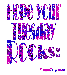 Click to get the codes for this image. Hope Your Tuesday Rocks Purple Glitter Text, Happy Tuesday Free Image, Glitter Graphic, Greeting or Meme for Facebook, Twitter or any forum or blog.