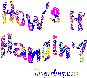 Click to get the codes for this image. How's it Hangin' Glitter Text, Hi Hello Aloha Wassup etc Free Image, Glitter Graphic, Greeting or Meme for any Facebook, Twitter or any blog.