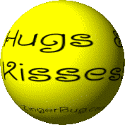 Click to get the codes for this image. This cute graphic is a 3D round yellow rotating smiley face with the comment: Hugs and Kisses