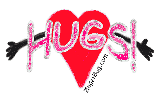 Hugs Heart Glitter Graphic Glitter Graphic, Greeting, Comment, Meme or GIF