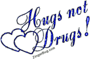 Click to get the codes for this image. Hugs Not Drugs Blue Glitter With Hearts, Hugs Not Drugs, Hugs and Kisses Free Image, Glitter Graphic, Greeting or Meme for Facebook, Twitter or any forum or blog.