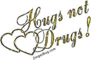 Click to get the codes for this image. Hugs Not Drugs Gold And Silver Glitter With Hearts, Hugs Not Drugs, Hugs and Kisses Free Image, Glitter Graphic, Greeting or Meme for Facebook, Twitter or any forum or blog.