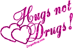 Click to get the codes for this image. Hugs Not Drugs Pink Glitter With Hearts, Hugs Not Drugs, Hugs and Kisses Free Image, Glitter Graphic, Greeting or Meme for Facebook, Twitter or any forum or blog.