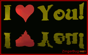 Click to get the codes for this image. This graphic comment features 3D red and gold letters reflected in an animated pool. The comment reads: I Heart You!