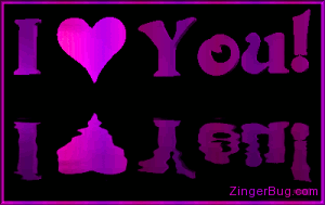 Click to get the codes for this image. This graphic comment features 3D pink and purple letters reflected in an animated pool. The comment reads: I Heart You!