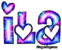 Click to get the codes for this image. Ila Pink And Blue Glitter Name With Hearts, Girl Names Free Image Glitter Graphic for Facebook, Twitter or any blog.