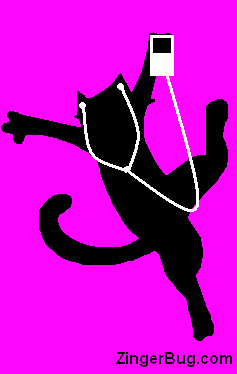 Click to get the codes for this image. Ipod cat Funny Graphic, Animals  Cats, Funny Stuff  Jokes, Dance Free Image, Glitter Graphic, Greeting or Meme for Facebook, Twitter or any forum or blog.