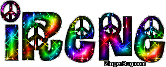Click to get the codes for this image. Irene Rainbow Peace Sign Glitter Name, Girl Names Free Image Glitter Graphic for Facebook, Twitter or any blog.