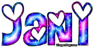 Click to get the codes for this image. Jani Pink And Blue Glitter Name With Hearts, Girl Names Free Image Glitter Graphic for Facebook, Twitter or any blog.