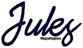Click to get the codes for this image. Jules Blue Glitter Name, Guy Names Free Image Glitter Graphic for Facebook, Twitter or any blog.