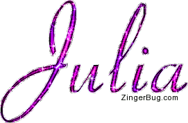 Julia Pink Glitter Name Text Glitter Graphic, Greeting, Comment, Meme