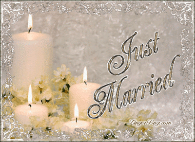 Click to get the codes for this image. This beautiful glitter graphic features four animated white candles with silver glitter. The comment reads: Just Married