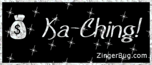 Click to get the codes for this image. Ka Ching Silver Stars Glitter Text, Money Free Image, Glitter Graphic, Greeting or Meme for Facebook, Twitter or any blog.