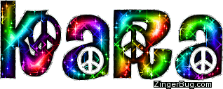 Click to get the codes for this image. Kara Rainbow Peace Sign Glitter Name, Girl Names Free Image Glitter Graphic for Facebook, Twitter or any blog.