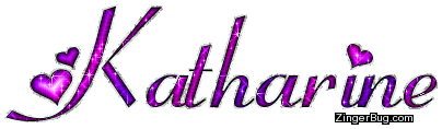 Click to get the codes for this image. Katharine Pink Purple Glitter Name With Hearts, Girl Names Free Image Glitter Graphic for Facebook, Twitter or any blog.