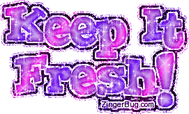 Click to get the codes for this image. Keep It Fresh Purple Glitter Text, Keep It Fresh Free Image, Glitter Graphic, Greeting or Meme for Facebook, Twitter or any forum or blog.