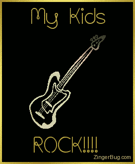 Click to get the codes for this image. This comment features a 3D rotating gold guitar charm graphic. The comment reads: My Kids Rock!