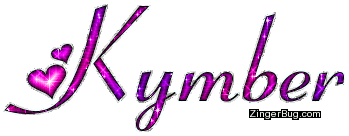 Click to get the codes for this image. Kymber Pink Purple Glitter Name With Hearts, Girl Names Free Image Glitter Graphic for Facebook, Twitter or any blog.