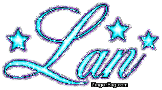 Click to get the codes for this image. Lan Turquoise Glitter Name With Lavender And Stars, Girl Names Free Image Glitter Graphic for Facebook, Twitter or any blog.