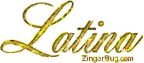 Click to get the codes for this image. Latina Gold Script Glitter, Spanish Free Image, Glitter Graphic, Greeting or Meme for Facebook, Twitter or any blog.