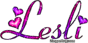 Click to get the codes for this image. Lesli Pink And Purple Glitter Name, Girl Names Free Image Glitter Graphic for Facebook, Twitter or any blog.
