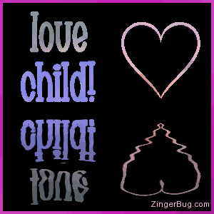 Click to get the codes for this image. This cute graphic features a 3D heart with a 3D text comment that reads: Love Child! The heart and text are reflected in an animated pool.