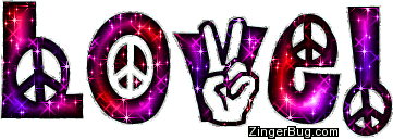 Click to get the codes for this image. Love Peace Sign Glitter Text, Peace, Love and Romance, Popular Favorites Glitter Graphic, Comment, Meme, GIF or Greeting