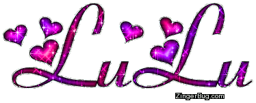 Click to get the codes for this image. Lulu Pink Purple Glitter Name With Hearts, Girl Names Free Image Glitter Graphic for Facebook, Twitter or any blog.